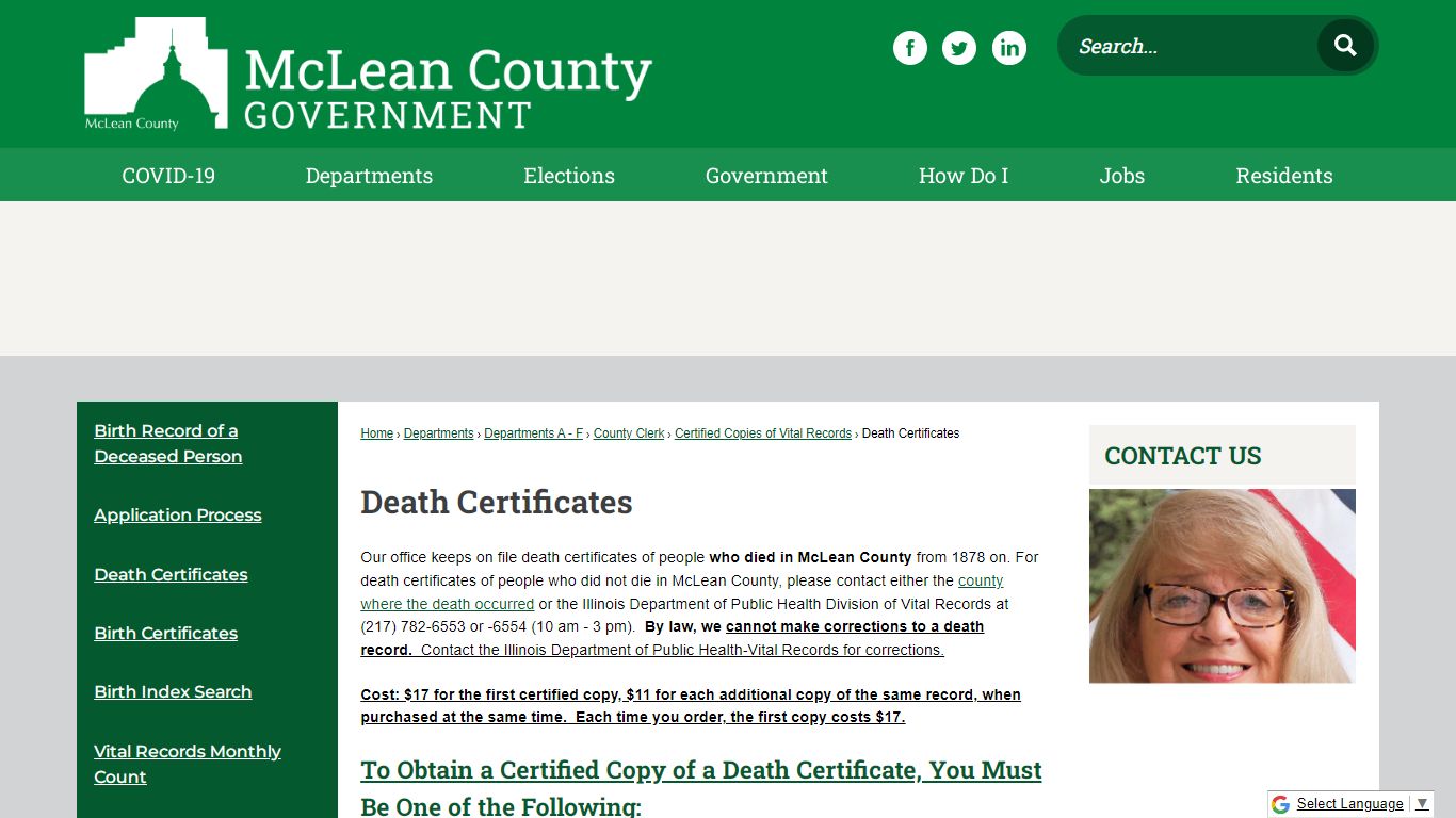 Death Certificates | McLean County, IL - Official Website